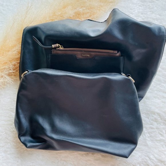 Black faux leather bag with insert - Picture 3 of 4